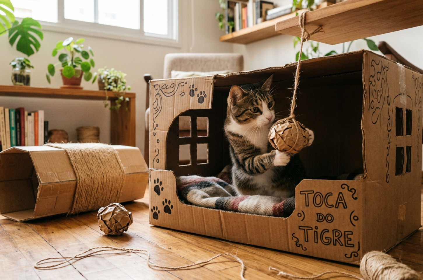 4) Criatividade que Ronrona: O Papelão como Aliado no Enriquecimento Ambiental Felino