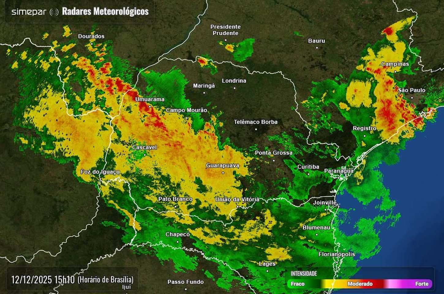 Chuvas intensas castigam o Oeste do Paraná com volumes superiores a 100 mm
