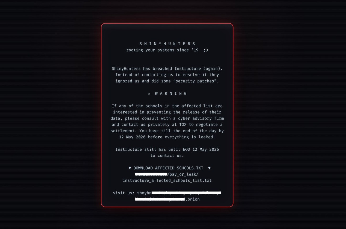 Instructure sofre novo ataque: hackers invadem logins do Canvas e ameaçam vazar dados