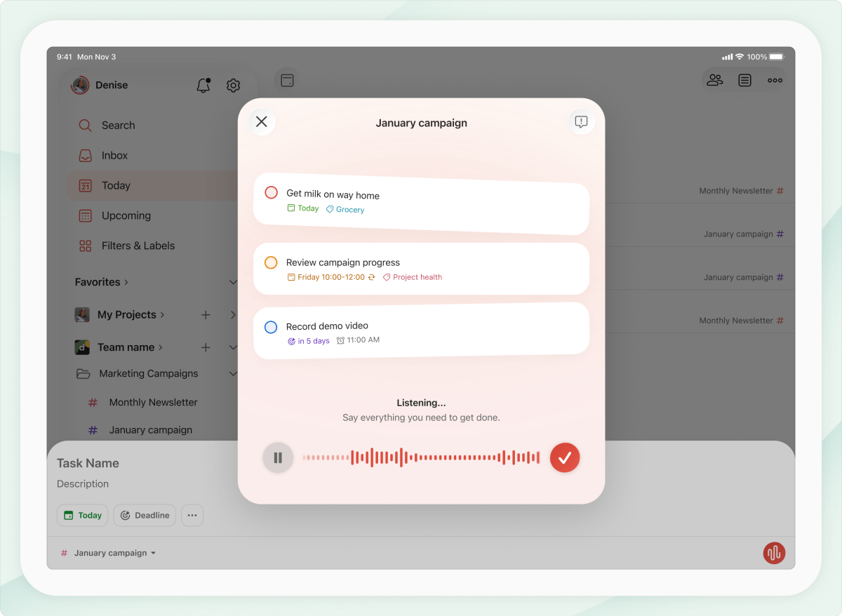 Todoist Ramble: IA transforma fala em tarefas sem anéis inteligentes