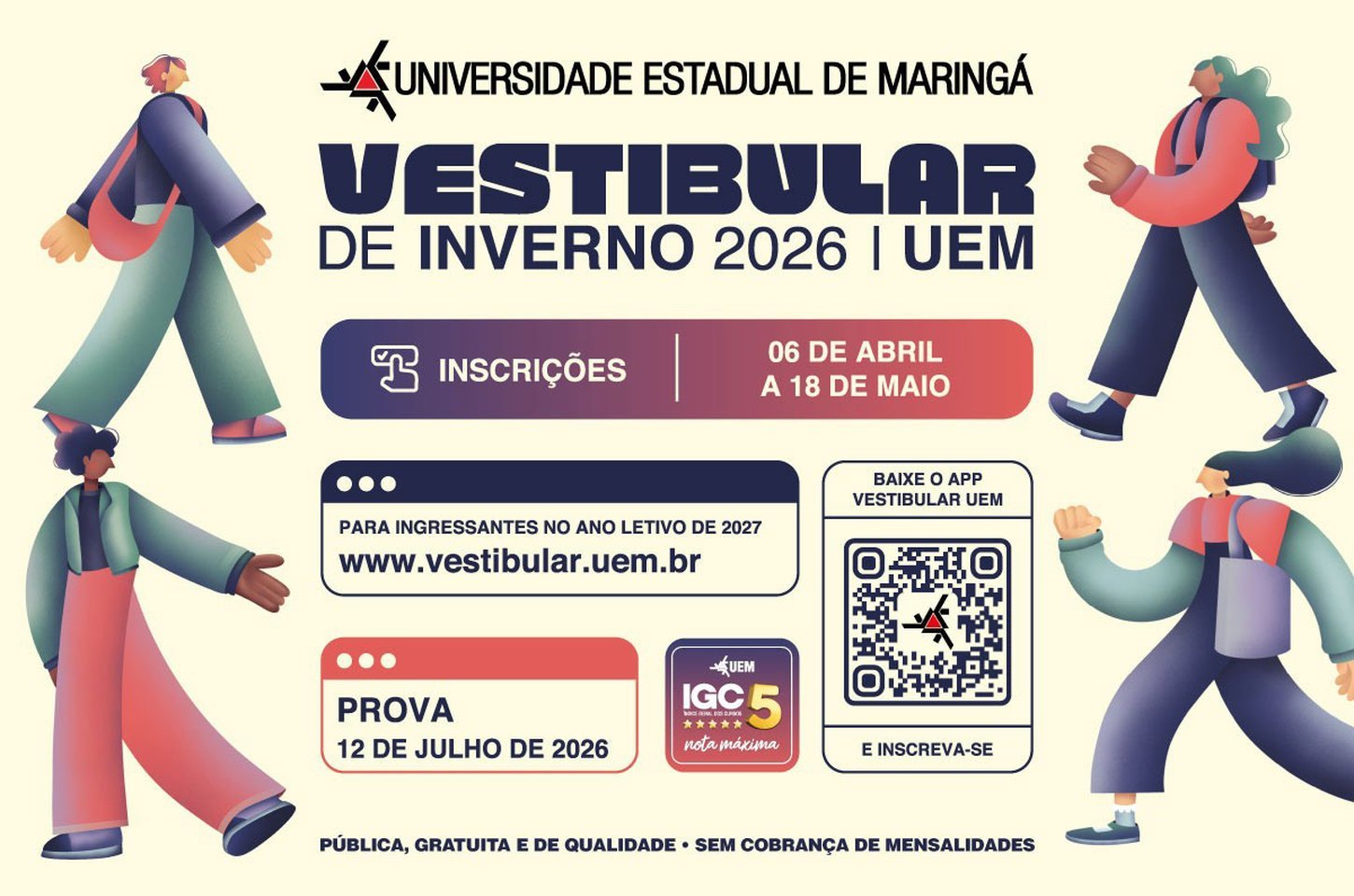 Vestibular de inverno 2026 da UEM tem inscrições abertas até 18 de maio